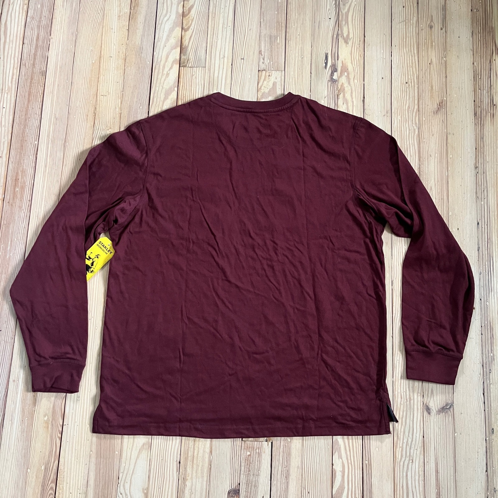 Stanley Workwear Mens Large Burgundy Heather Long Sleeve Pocket Tee Shirt Nwt — image 4 of 8